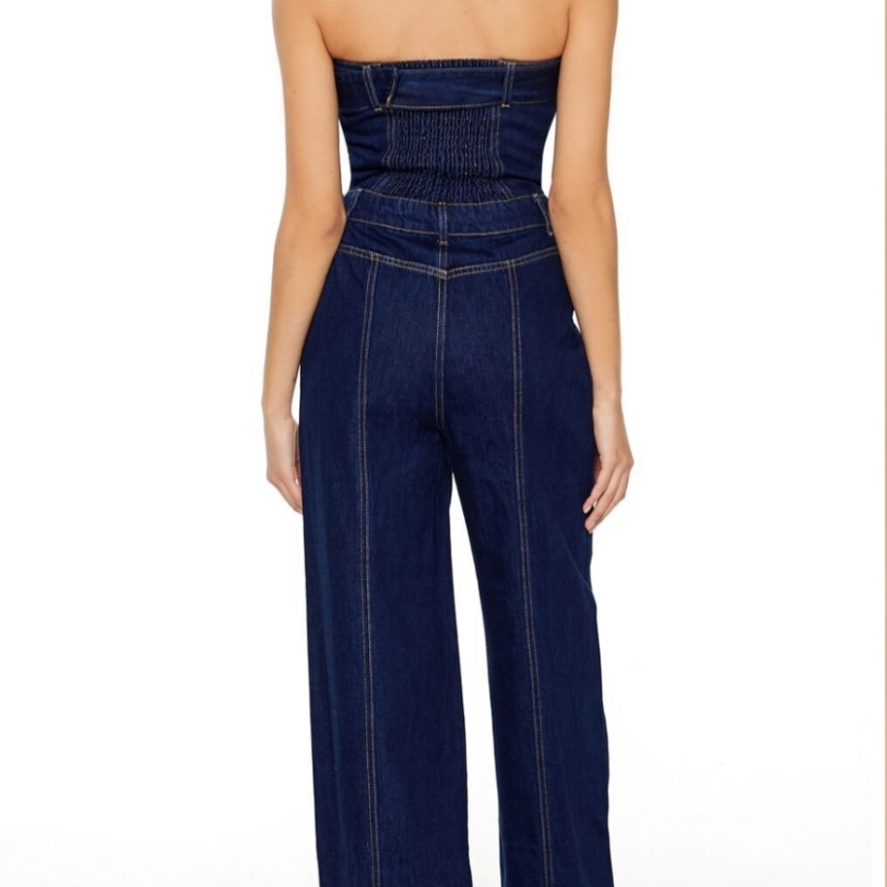 Forever 21 Strapless Denim Jumpsuit Size Small NWT - Picture 5 of 7